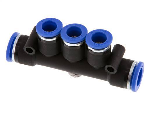 Racor rápido de 3 vías 8mm x 10mm Latón/PA 66 NBR