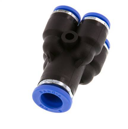 6mm x 8mm 4-way Y Manifold Push-in Fitting Brass/PA 66 NBR