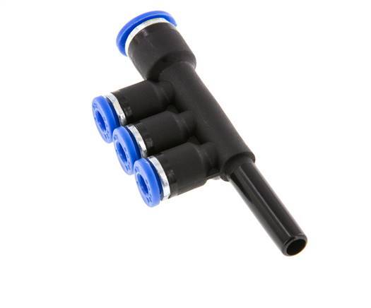 Racor rápido de 3 vías de 4mm x 6mm x 6mm con latón/PA 66 NBR