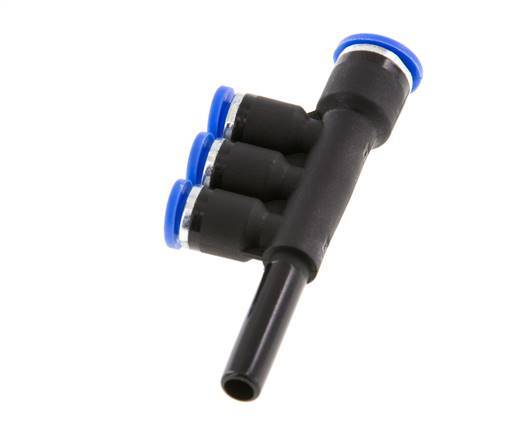 Racor rápido de 3 vías de 4mm x 6mm x 6mm con latón/PA 66 NBR