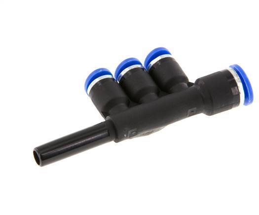 Racor rápido de 3 vías de 4mm x 6mm x 6mm con latón/PA 66 NBR