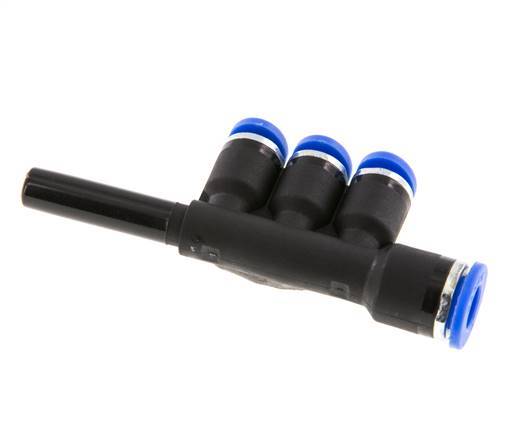 Racor rápido de 3 vías de 4mm x 6mm x 6mm con latón/PA 66 NBR