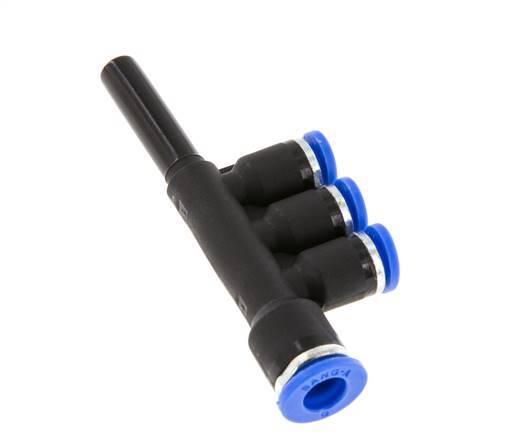 Racor rápido de 3 vías de 4mm x 6mm x 6mm con latón/PA 66 NBR