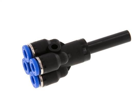 4mm x 6mm 4-way Y Manifold Push-in Fitting with Plug-in Brass/PA 66 NBR