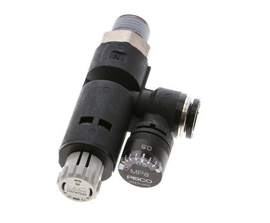 Regulador de presión neumático 8mm - R1/4'' con manómetro