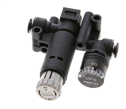 Pneumatic Pressure Regulator 4mm with Pressure Gauge