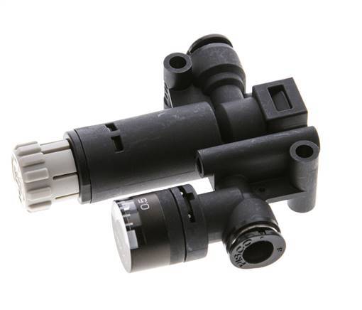 Regulador de presión neumático de 6 mm con manómetro