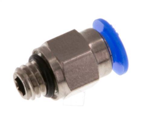 4mm x M 6 Push-in Fitting with Male Threads Brass/POM NBR Compact Design [2 Pieces]