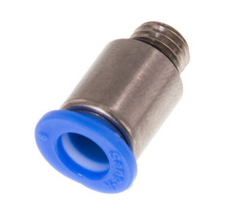 6mm x M 7 Push-in Fitting with Male Threads Brass/POM NBR Inner Hexagon Compact Design [5 Pieces]