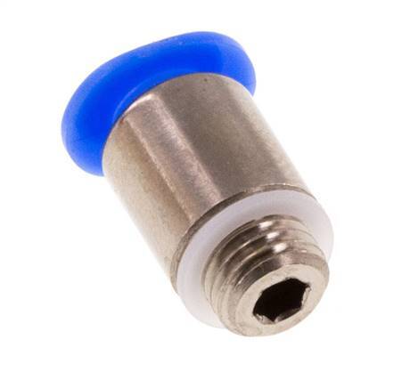 Racor rápido de 4 mm x M 6 x 0,75 con rosca macho Latón/POM NBR Diseño compacto del hexágono interior [5 piezas]