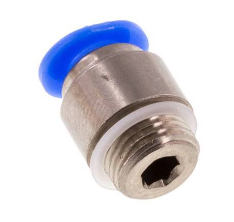 Racor rápido de 4 mm x M 8 x 0,75 con rosca macho Latón/POM NBR Diseño compacto del hexágono interior [5 piezas]