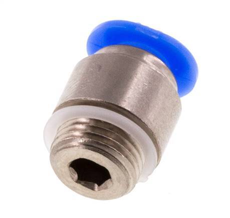 Racor rápido de 4 mm x M 8 x 0,75 con rosca macho Latón/POM NBR Diseño compacto del hexágono interior [5 piezas]