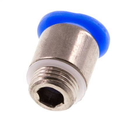 Racor rápido de 6 mm x M 8 x 0,75 con rosca macho Latón/POM NBR Diseño compacto del hexágono interior [5 piezas]