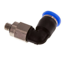 3mm x M 3 90deg Elbow Push-in Fitting with Male Threads Steel/PBT NBR Short Sleeve Rotatable Compact Design [2 Pieces]