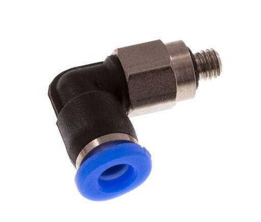 3mm x M 3 90deg Elbow Push-in Fitting with Male Threads Steel/PBT NBR Short Sleeve Rotatable Compact Design [2 Pieces]