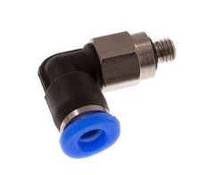 3mm x M 3 90deg Elbow Push-in Fitting with Male Threads Steel/PBT NBR Short Sleeve Rotatable Compact Design [2 Pieces]