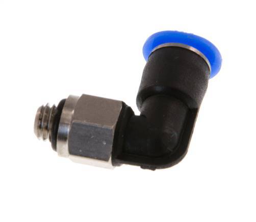 4mm x M 5 90deg Elbow Push-in Fitting with Male Threads Brass/PBT NBR Short Sleeve Rotatable Compact Design [2 Pieces]
