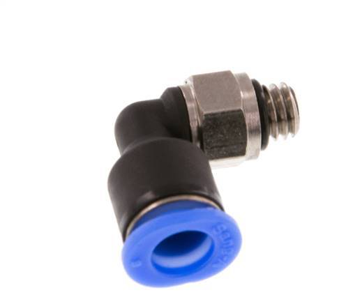 Codo de 6mm x M 6 90deg con rosca macho Latón/PBT NBR Manguito corto giratorio Diseño compacto [2 piezas]