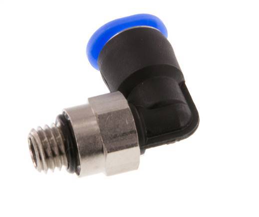 6mm x M 7 90deg Elbow Push-in Fitting with Male Threads Brass/PBT NBR Short Sleeve Rotatable Compact Design [2 Pieces]