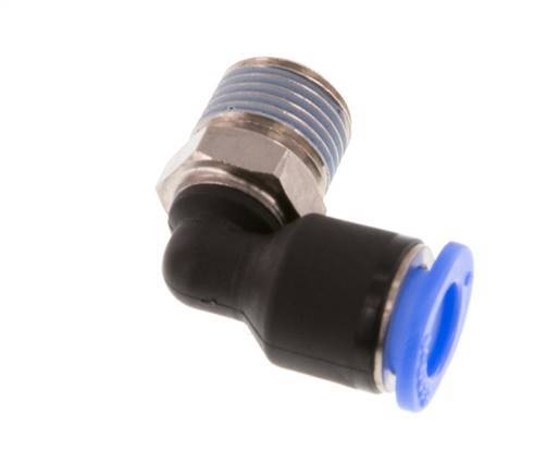 6mm x R1/8'' 90deg Elbow Push-in Fitting with Male Threads Brass/PBT NBR Short Sleeve Rotatable Compact Design [2 Pieces]