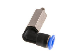 4mm x M 3 90deg Elbow Push-in Fitting with Male Threads Steel/PBT NBR Long Sleeve Rotatable Compact Design