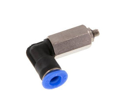 4mm x M 3 90deg Elbow Push-in Fitting with Male Threads Steel/PBT NBR Long Sleeve Rotatable Compact Design