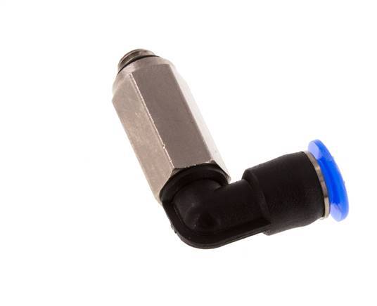 4mm x M 5 90deg Elbow Push-in Fitting with Male Threads Brass/PBT NBR Long Sleeve Rotatable Compact Design [2 Pieces]