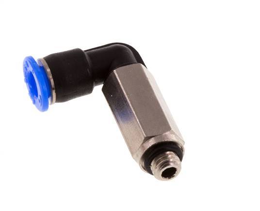 4mm x M 5 90deg Elbow Push-in Fitting with Male Threads Brass/PBT NBR Long Sleeve Rotatable Compact Design [2 Pieces]