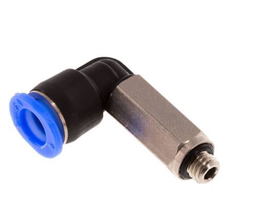 6mm x M 5 90deg Elbow Push-in Fitting with Male Threads Brass/PBT NBR Long Sleeve Rotatable Compact Design [2 Pieces]