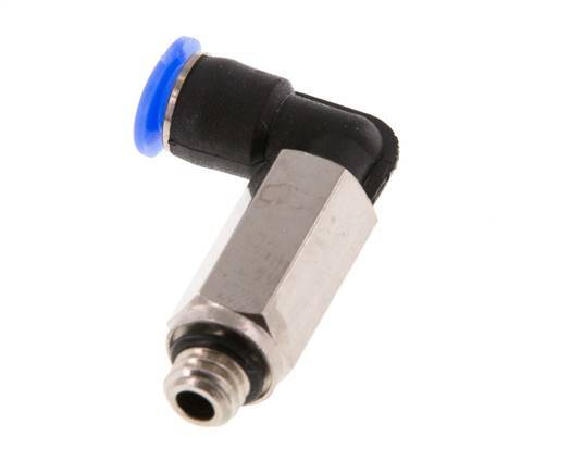 Racor de 4mm x M 6 90deg con rosca macho Latón/PBT NBR Manguito largo giratorio Diseño compacto [2 piezas]