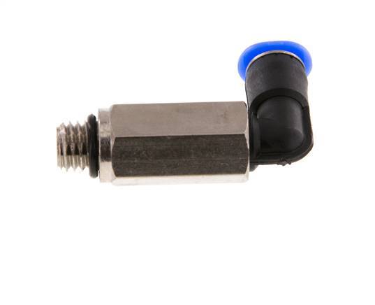 4mm x M 7 90deg Elbow Push-in Fitting with Male Threads Brass/PBT NBR Long Sleeve Rotatable Compact Design [2 Pieces]
