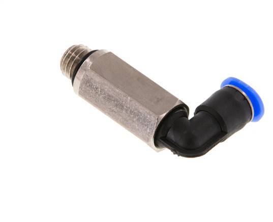 4mm x M 7 90deg Elbow Push-in Fitting with Male Threads Brass/PBT NBR Long Sleeve Rotatable Compact Design [2 Pieces]
