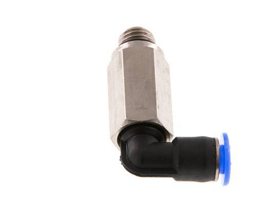 4mm x M 7 90deg Elbow Push-in Fitting with Male Threads Brass/PBT NBR Long Sleeve Rotatable Compact Design [2 Pieces]