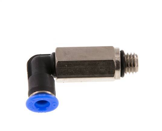 4mm x M 7 90deg Codo Racor con rosca macho Latón/PBT NBR Casquillo Largo Diseño Compacto Giratorio [2 Piezas]