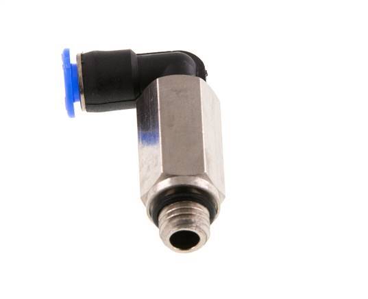 4mm x M 7 90deg Codo Racor con rosca macho Latón/PBT NBR Casquillo Largo Diseño Compacto Giratorio [2 Piezas]