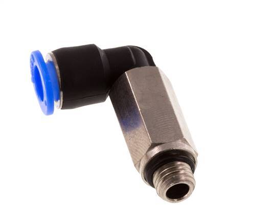 Codo de 6mm x M 7 90deg con rosca macho Latón/PBT NBR Manguito largo giratorio Diseño compacto [2 piezas]