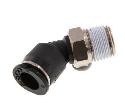 6mm x R1/8'' 45deg Elbow Push-in Fitting with Male Threads Brass/PBT NBR Compact Design