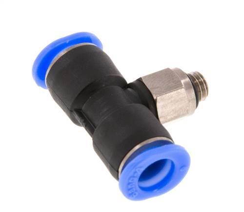 6mm x M 5 Inline Tee Push-in Fitting with Male Threads Brass/PBT NBR Rotatable Compact Design [2 Pieces]