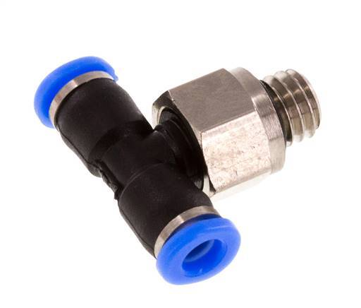 Racor en T de 3mm x M 6 con rosca macho Latón/PBT NBR Diseño compacto y giratorio [2 piezas]