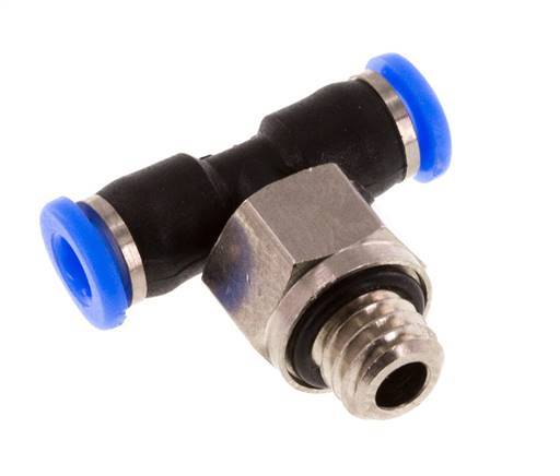 Racor en T de 3mm x M 6 con rosca macho Latón/PBT NBR Diseño compacto y giratorio [2 piezas]