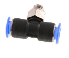 6mm x M 6 Inline Tee Push-in Fitting with Male Threads Brass/PBT NBR Rotatable Compact Design [2 Pieces]