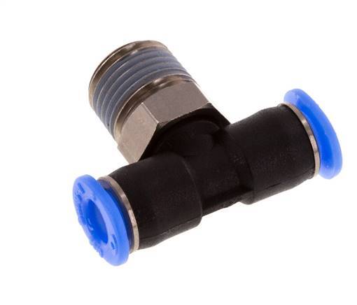 Racor en T de 4mm x R1/8'' con rosca macho Latón/PBT NBR Diseño compacto y giratorio [2 piezas]