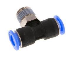 6mm x R1/8'' Inline Tee Push-in Fitting with Male Threads Brass/PBT NBR Rotatable Compact Design [2 Pieces]