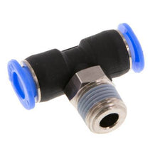 6mm x R1/8'' Inline Tee Push-in Fitting with Male Threads Brass/PBT NBR Rotatable Compact Design [2 Pieces]