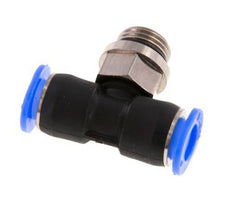 6mm x G1/8'' Inline Tee Push-in Fitting with Male Threads Brass/PBT NBR Rotatable Compact Design [2 Pieces]