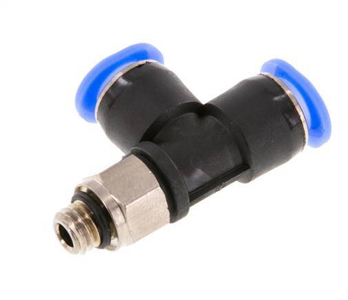 6mm x M 6 Right Angle Tee Push-in Fitting with Male Threads Brass/PBT NBR Rotatable Compact Design [2 Pieces]