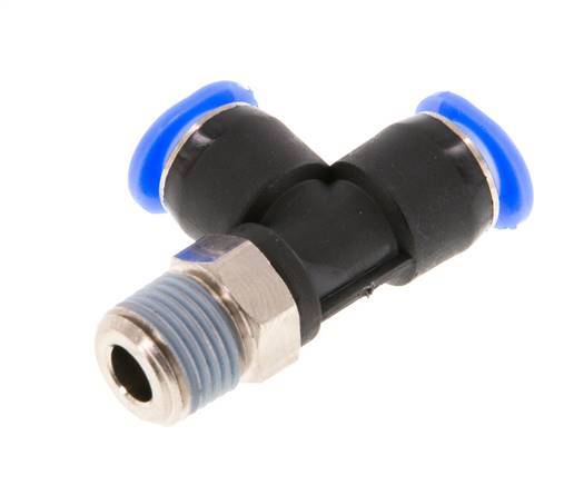 6mm x R1/8'' Right Angle Tee Push-in Fitting with Male Threads Brass/PBT NBR Rotatable Compact Design [2 Pieces]
