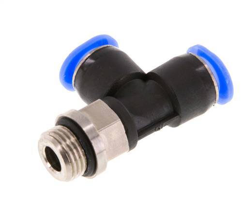 6mm x G1/8'' Right Angle Tee Push-in Fitting with Male Threads Brass/PBT NBR Rotatable Compact Design [2 Pieces]
