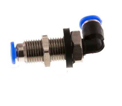 3mm 90deg Elbow Push-in Fitting Steel/PBT NBR Bulkhead Compact Design [2 Pieces]