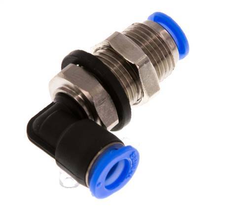 6mm 90deg Elbow Push-in Fitting Brass/PBT NBR Bulkhead Compact Design [2 Pieces]